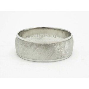 Tru-Blu 7.5mm Florentine Finish Wedding Band 10k White Gold Size 9.25